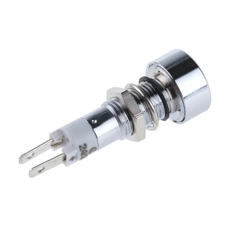 Signal Construct White LED Panel Mount Indicator, 8 mm Mount Hole, IP67, Tab Termination SMLU08614