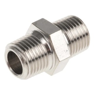 Legris LF3000 Series Male Pneumatic Fitting Brass Threaded R 1/8 in, Nickel Finish 0900 00 10