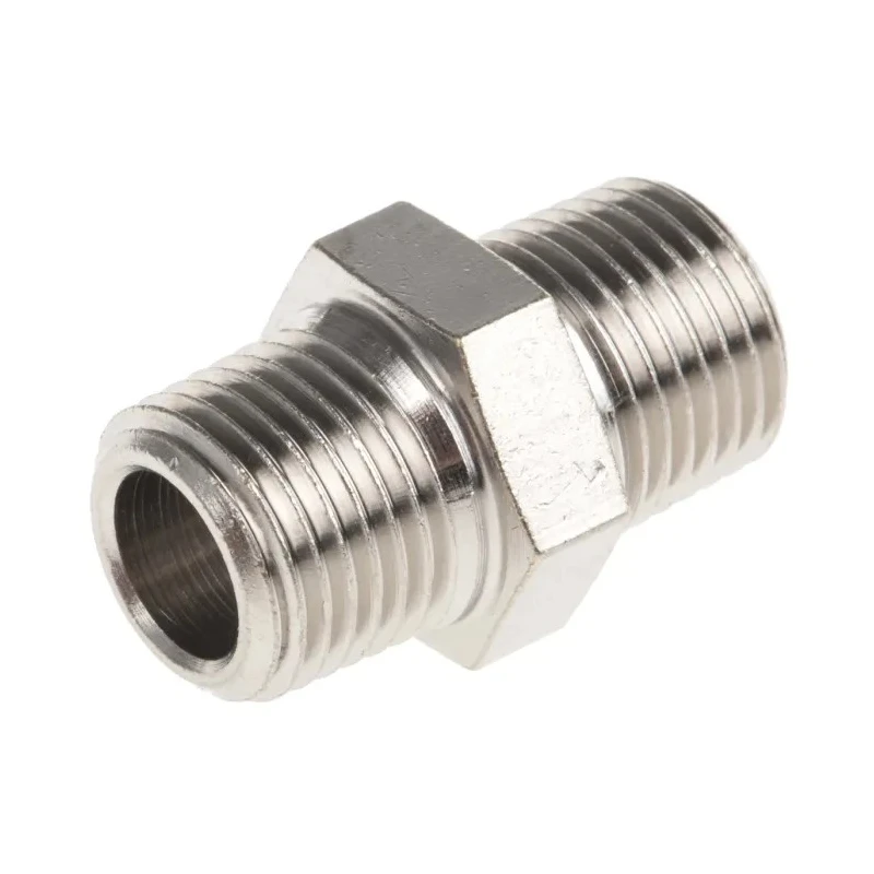 Legris LF3000 Series Male Pneumatic Fitting Brass Threaded R 1/8 in, Nickel Finish 0900 00 10