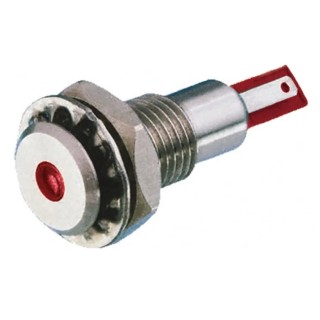 Bulgin Red Panel Mount Indicator 24V DC 30mA Solder Tab Termination IP67 Recessed DX0505/RD/24