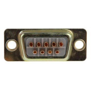 RS PRO 9 Way Straight Panel Mount D-Sub Connector Female 750V 5A with Gold over Nickel Contacts 472-843