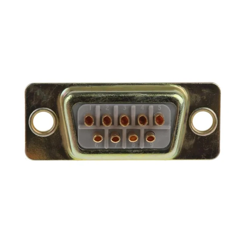 RS PRO 9 Way Straight Panel Mount D-Sub Connector Female 750V 5A with Gold over Nickel Contacts 472-843