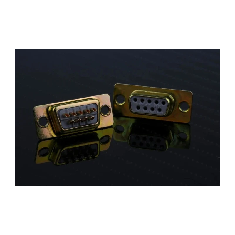 RS PRO 9 Way Straight Panel Mount D-Sub Connector Female 750V 5A with Gold over Nickel Contacts 472-843