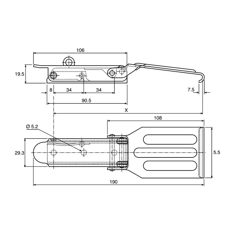 Savigny Stainless Steel Lockable Spring Loaded Toggle Latch 190mm Length 5.5mm Width 20mm Depth 40093 IB
