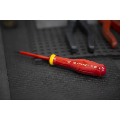 Facom Insulated Screwdriver with 75 mm Blade, VDE/1000V Approved, 179mm Overall AT3.5X75VE