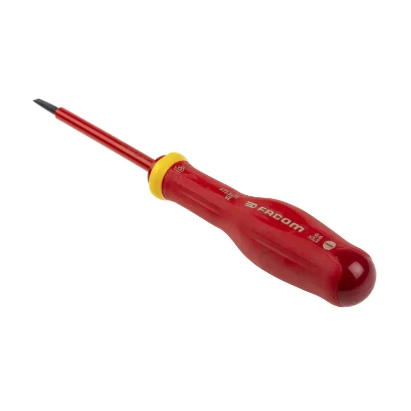 Facom Insulated Screwdriver with 75 mm Blade, VDE/1000V Approved, 179mm Overall AT3.5X75VE