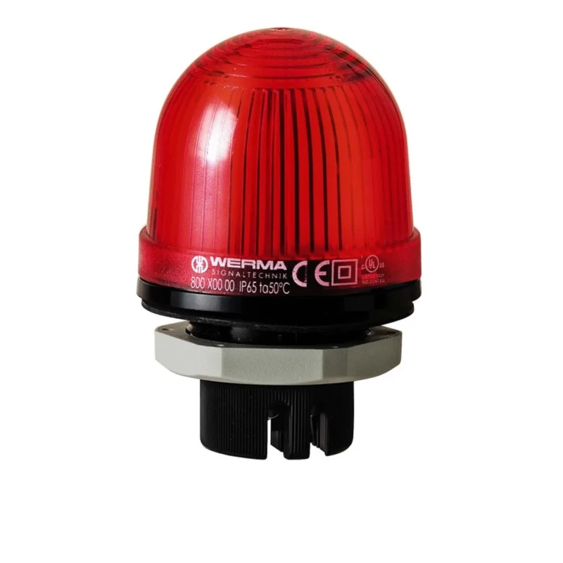 Werma EM 801 Series Red Beacon 24V AC/DC Steady Panel, LED Bulb, IP65 IP65
