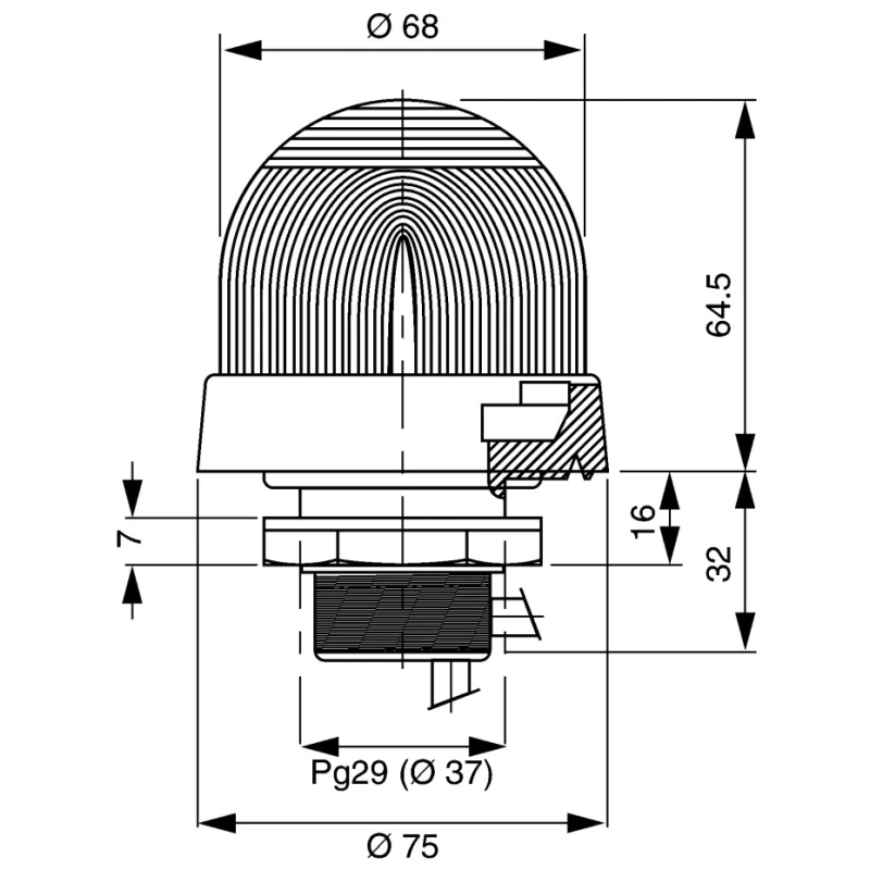 Werma EM 801 Series Yellow Beacon 24V AC Steady Panel Mount LED Bulb IP65 801.300.68