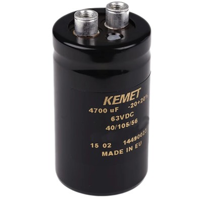 KEMET Aluminium Capacitor 0.1F 25V DC Polar Cylindrical Can Screw Mount ALS40A104KF025
