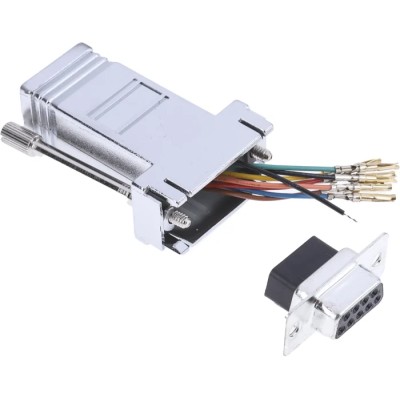 RS PRO D-Sub Adapter 9-Way Female to Female RJ45 Shielded Press Fit Connector 15.5mm Length 382-2695