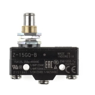 Omron Z Series Plunger Limit Switch, SPDT, IP00, 250V AC, 15A, Screw Terminal, Indonesia Origin 