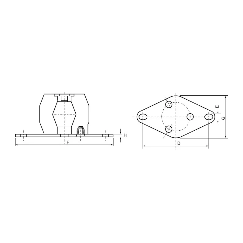 Paulstra Hutchinson Anti-Vibration Mount Female Buffer Foot 34mm OD 25mm Height 810002