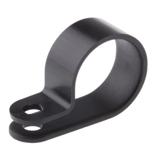 HellermannTyton Black Polyamide P-Clip, 17.5 mm Closed Inside Diameter, 10 mm Width, 4.2 mm 211-60009 H10P-PA66HS-BK