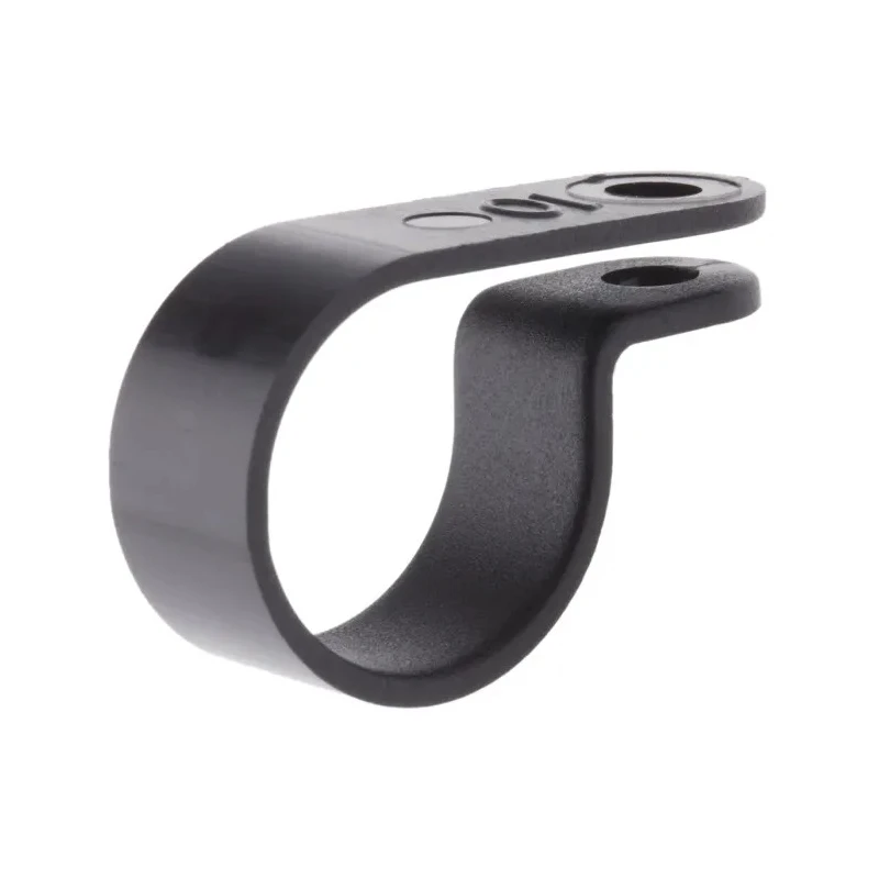 HellermannTyton Black Polyamide P-Clip, 17.5 mm Closed Inside Diameter, 10 mm Width, 4.2 mm 211-60009 H10P-PA66HS-BK