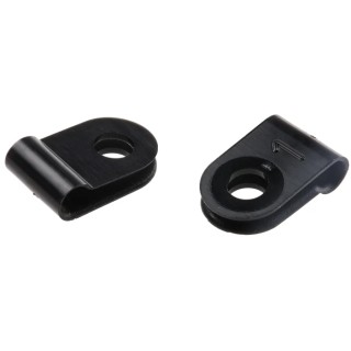 HellermannTyton Black Polyamide P-Clip 3.2 mm ID, 10 mm Width, Mounting Hole 4.2 mm, Halogen-Free 211-60000 H1P-PA66HS-BK