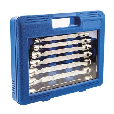 RS PRO 10-Piece Flex Head Box Wrench Set 8 to 27 mm Chrome Vanadium Steel 388-3735