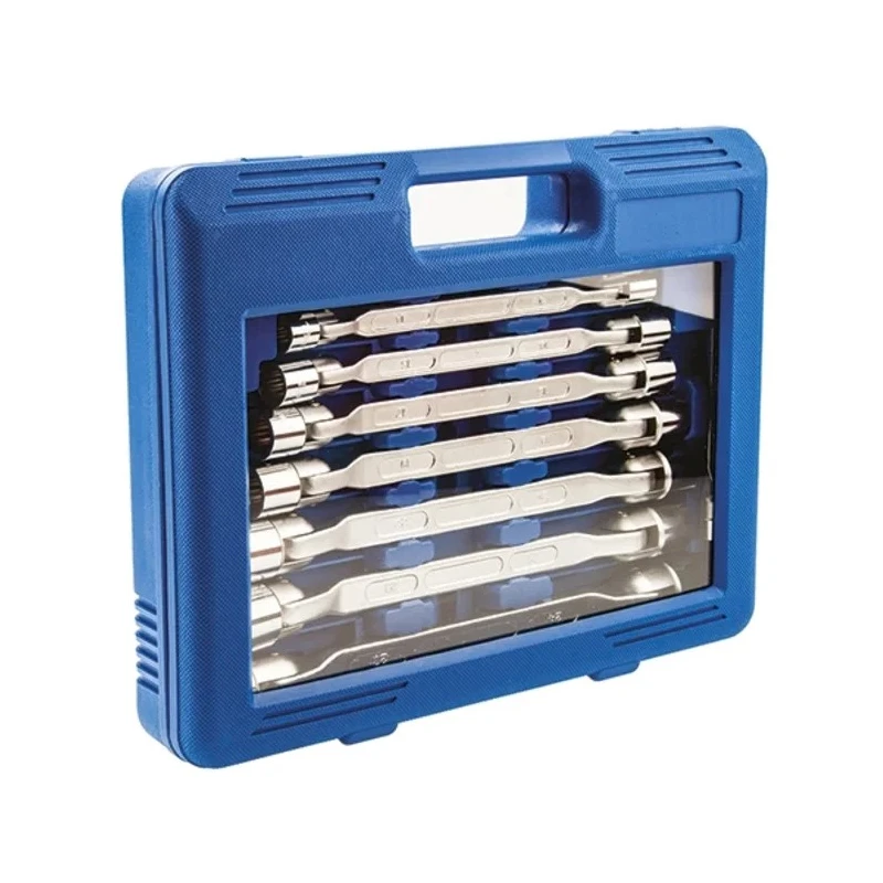 RS PRO 10-Piece Flex Head Box Wrench Set 8 to 27 mm Chrome Vanadium Steel 388-3735