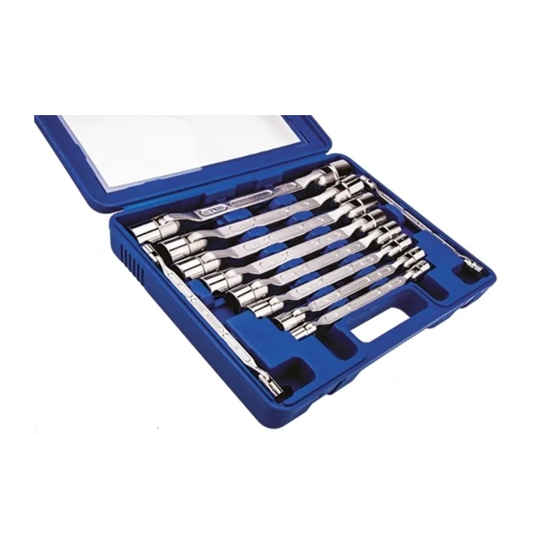 RS PRO 10-Piece Flex Head Box Wrench Set 8 to 27 mm Chrome Vanadium Steel 388-3735