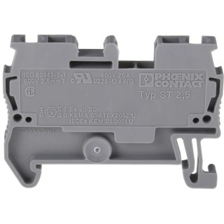 Phoenix Contact ST2.5 Series Feed Through Terminal Block Grey 0.2mm² to 6mm², 1-Level, Spring Cage 3031212