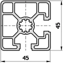 Bosch Rexroth Silver Aluminium Strut Profile 45 x 45 mm 10 mm Groove, 2 m Length, Series MGE 13.2 3842992402/2000