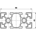 Bosch Rexroth Silver Aluminium Strut Profile 45 x 90 mm 10 mm Groove, 3 m Length, Series MGE 13.2 3842992432/3000