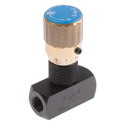 RS PRO In Line Mount Mounting Hydraulic Flow Control Valve, G Thread, 1/8 in, 400 bar, 7.8 L/min, Steel Body 390-7667