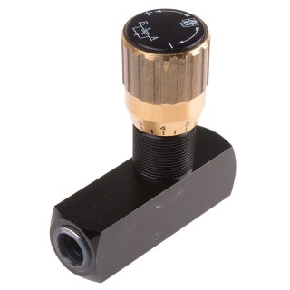 RS PRO Hydraulic Flow Control Valve In Line Mount Mounting 1/4 in Port Size, Steel Body, Nitrile Rubber Seals 390-7730