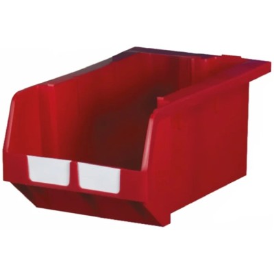 RS PRO Polypropylene Semi-Open Fronted Stack & Nest Storage Bin, 510 mm x 335 mm x 246 mm, Red 390-3621