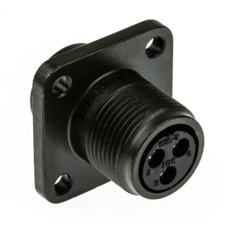 Amphenol Industrial MS Spec Circular Connector 3 Way Box Mount Female, Copper Alloy, Aluminium Shell MS3102A