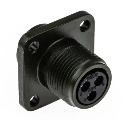 Amphenol Industrial MS Spec Circular Connector 3 Way Box Mount Female, Copper Alloy, Aluminium Shell MS3102A