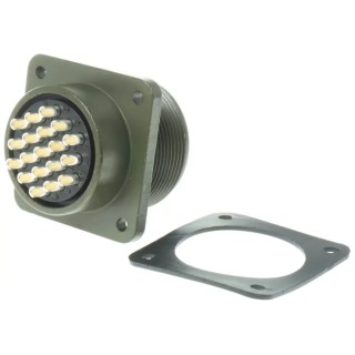 Amphenol Industrial MIL Spec Circular Connector Copper Alloy Straight 19 Way Box Mount 500, 700V AC MS3102A