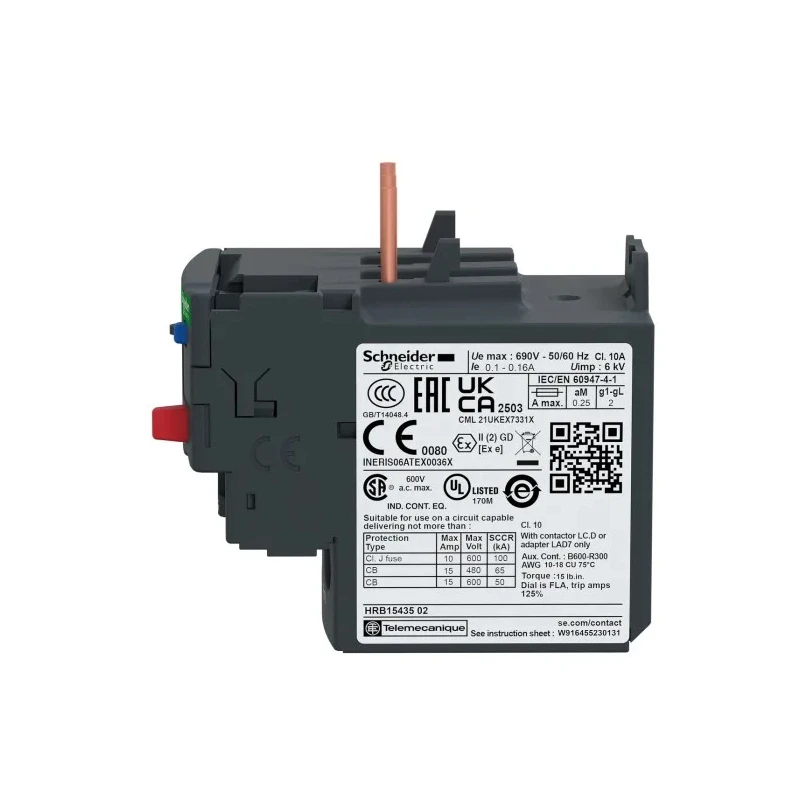 Schneider Electric LRD Overload Relay 1 NO/1 NC 5.5-8A FLC 8A Contact Rating 3 kW 690V LRD12