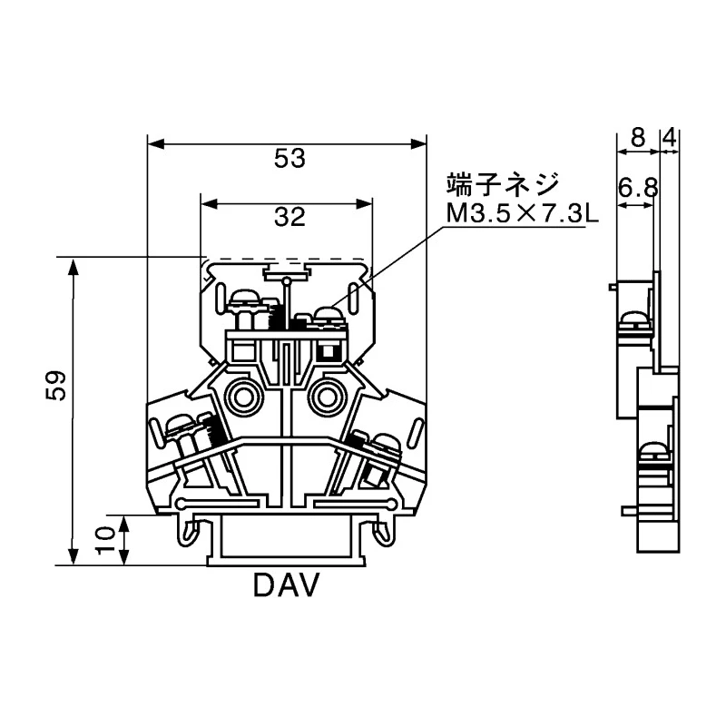 Toyogiken PUW Series DIN Rail Terminal Block, 2mm², 2-Level, Screw Termination, 22A, 600V AC PUW-20
