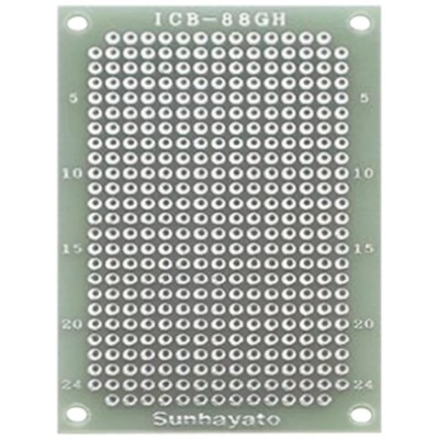 Sunhayato 2 Matrix Board 0.9 mm Holes, 72 mm Length, 47 mm Width, 1.2 mm Glass Composite ICB-88GH