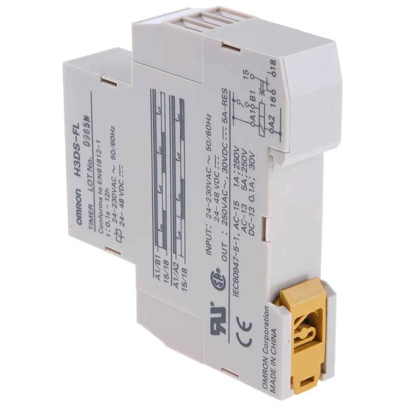 Omron Multifunction DIN Rail Timer Relay, 1-Contact, 48 V dc 230V ac, 0.1 s to 12 h H3DS
