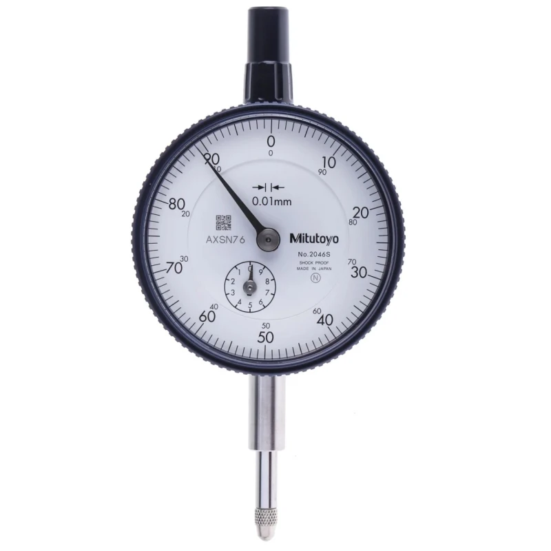 Mitutoyo Metric Dial Indicator, 10 mm Max Measurement, 0.01 mm Resolution, ±12 μm Accuracy 2046A