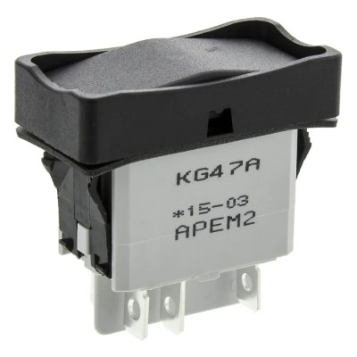 APEM DPDT On-Off-On (On)-Off-(On) Thermoplastic Panel Mount Rocker Switch KG472A2XXA21XX