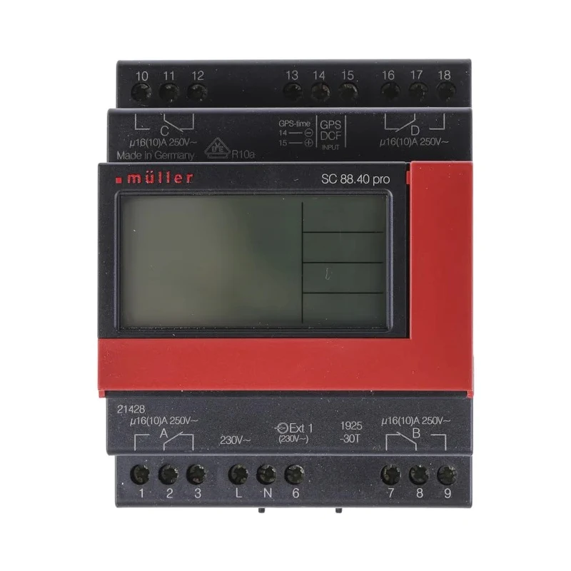 Muller Digital SC DIN Rail Time Switch 4-Channel 230V AC SC 88.40 PRO 230V 50-60HZ
