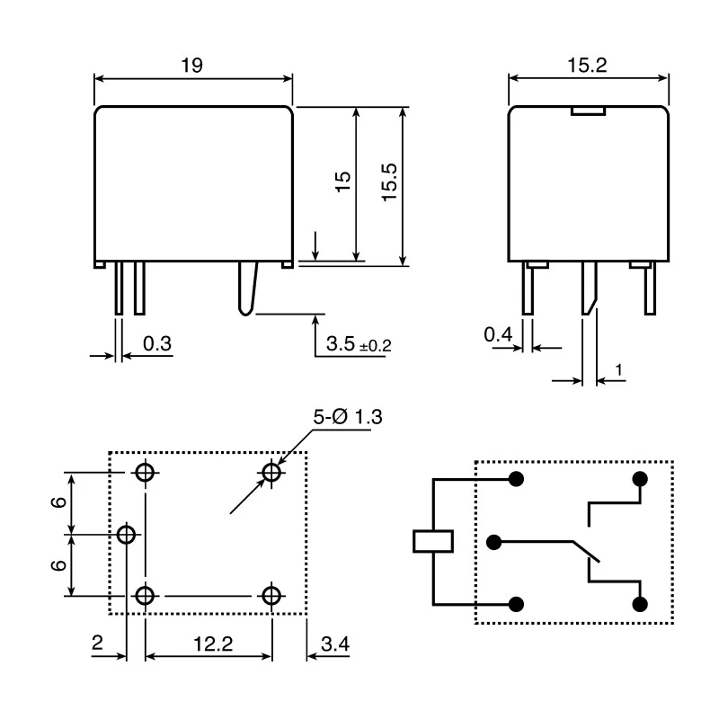 RS PRO PCB Power Relay 6V DC Coil 10A Switching Current SPDT 0476573P