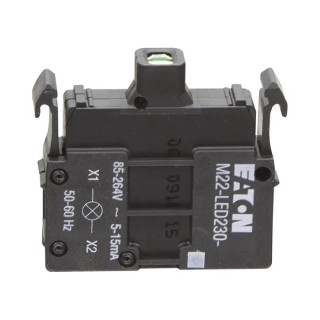 Eaton M22 Series LED Light Block, Green Illumination, 264V AC, Screw Terminal, 15mA Current Rating 216565 M22-LED230-G