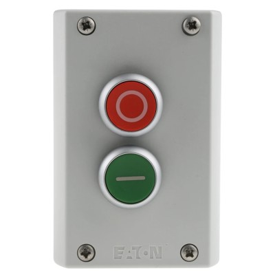 Eaton RMQ Titan M22 Momentary Enclosed Push Button 2 NO/2 NC Plastic 2 Cutouts Red Green O/I IP67 