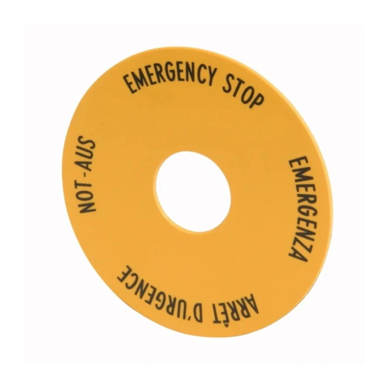 Eaton Emergency Stop Label for Use with RMQ Titan Series, 60mm Diameter, IP69K/IP65 Protection 216483 M22-XBK1