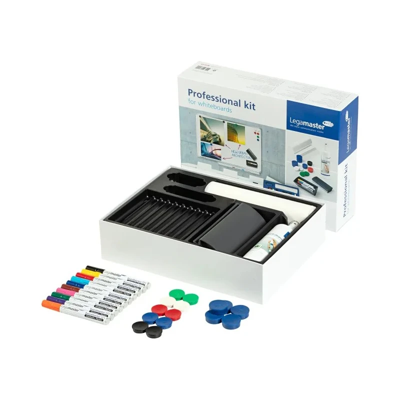 Legamaster White Board Accessory Kit Set of 10 Board Markers TZ1 with Whiteboard Cleaner TZ8 and Magnets 1255-00