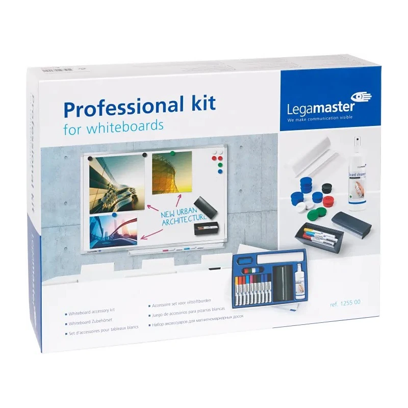 Legamaster White Board Accessory Kit Set of 10 Board Markers TZ1 with Whiteboard Cleaner TZ8 and Magnets 1255-00