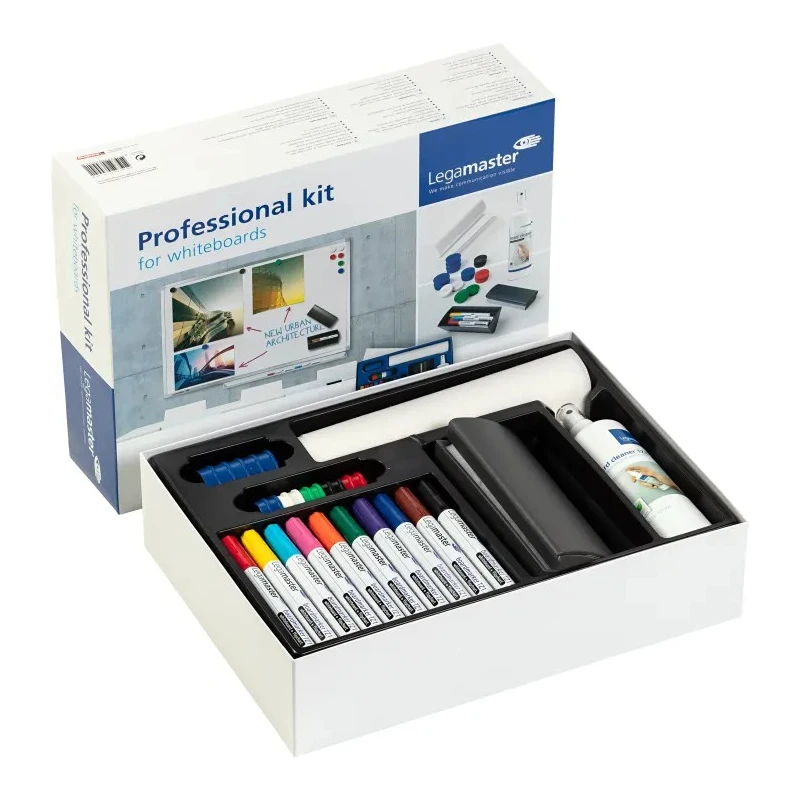 Legamaster White Board Accessory Kit Set of 10 Board Markers TZ1 with Whiteboard Cleaner TZ8 and Magnets 1255-00