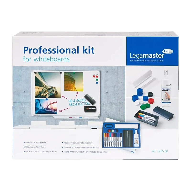 Legamaster White Board Accessory Kit Set of 10 Board Markers TZ1 with Whiteboard Cleaner TZ8 and Magnets 1255-00
