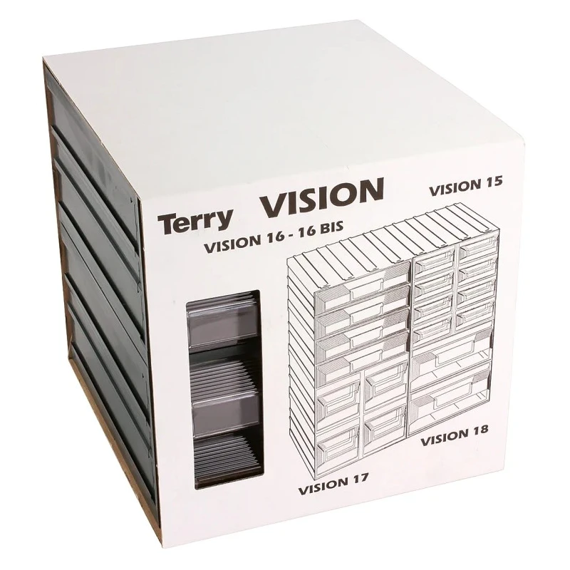 Terry Plastic Drawer Storage Unit 4 Drawers 3 Tiers 208 mm x 208 mm x 222 mm TV1000021