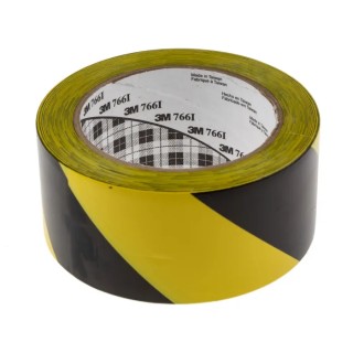 3M Lane Marking Tape Black Yellow Vinyl 50mm Width 33m Length 0.13mm Thickness 3M 766