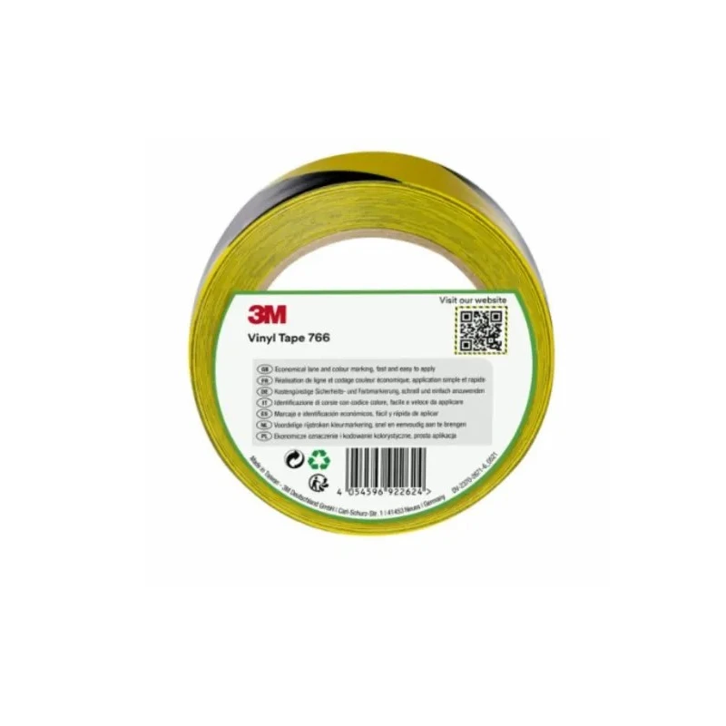 3M Lane Marking Tape Black Yellow Vinyl 50mm Width 33m Length 0.13mm Thickness 3M 766