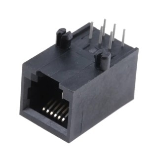 Bel-Stewart SS-64 Series RJ25 Connector Female Through Hole Unshielded Right Angle 1 Port 6 Way RJ25 